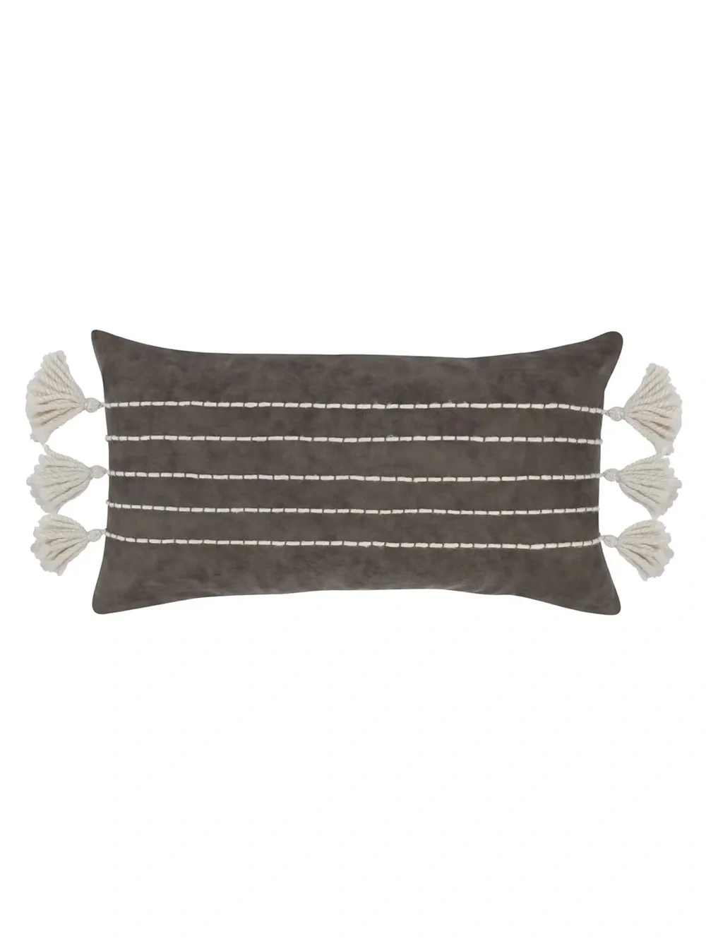NWT VILA Lumbar Pillow with White Tassel Stripes